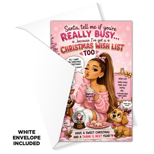 Ariana Grande Novelty Christmas Card