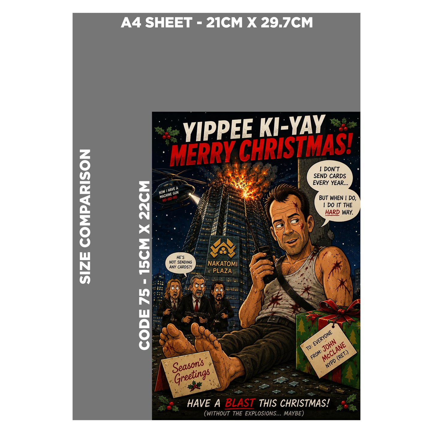 Bruce Willis Novelty Christmas Card