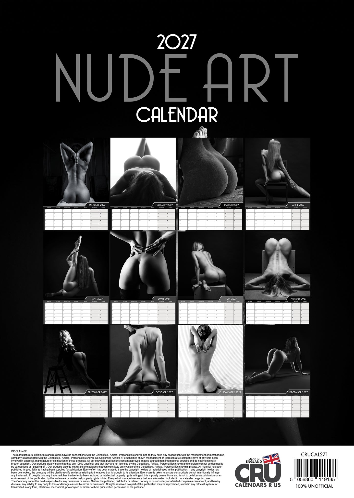 Nude Art - A3 Calendar 2027