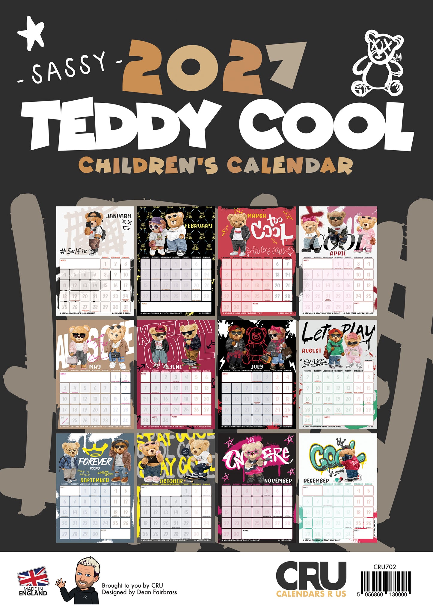 Teddy Cool - A3 Calendar 2027