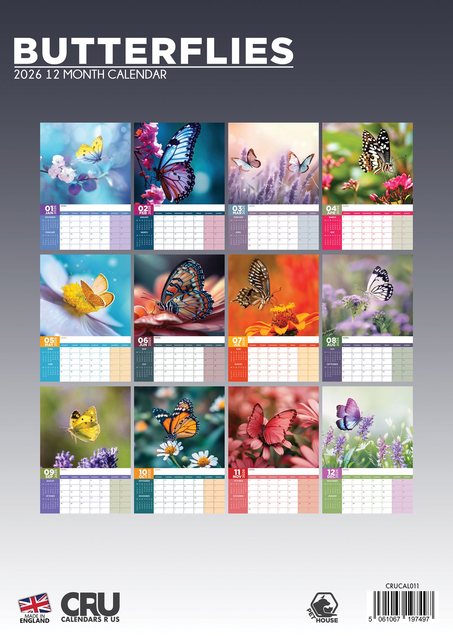 Butterflies - A3 Calendar 2026