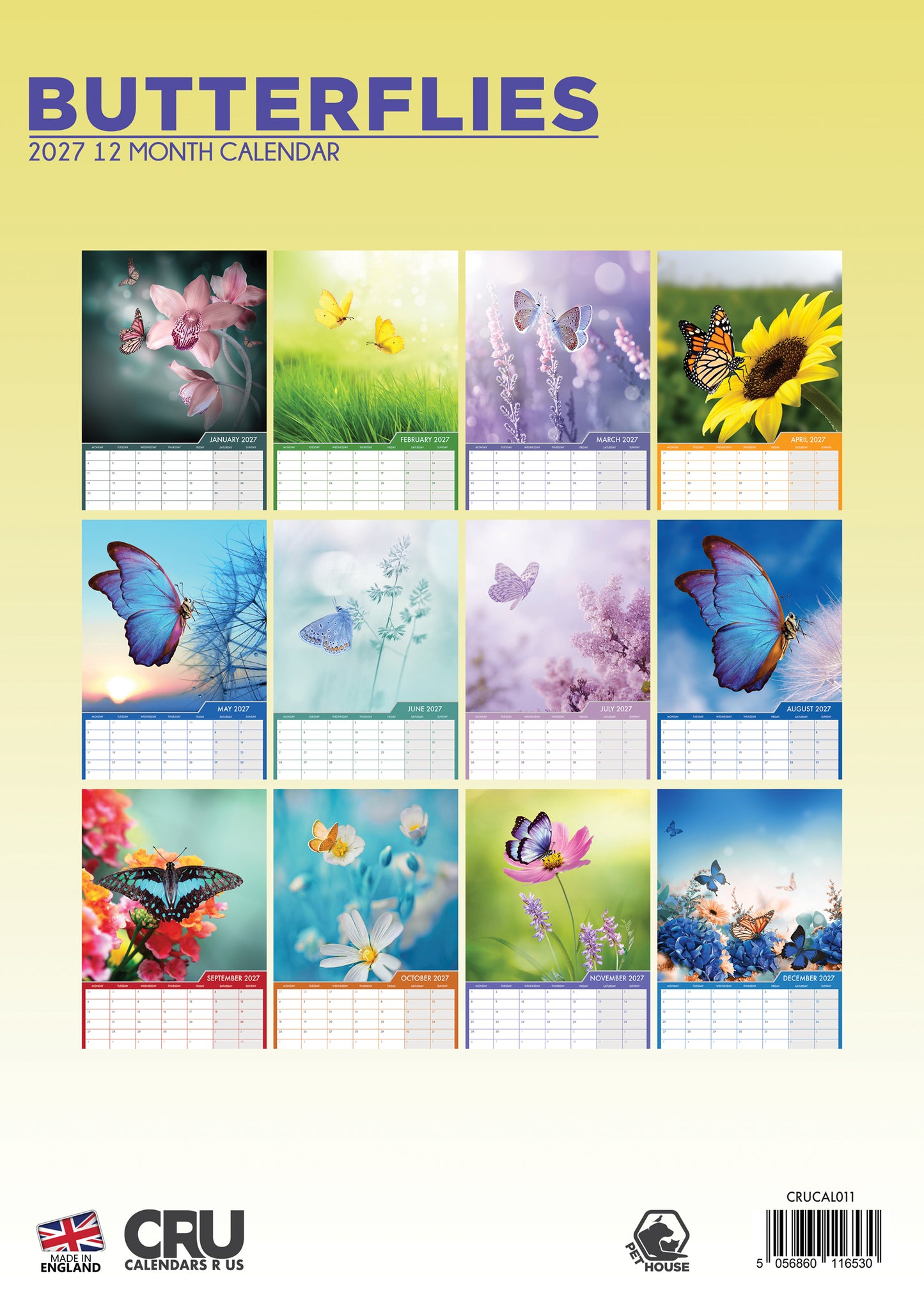 Butterflies - A3 Calendar 2027