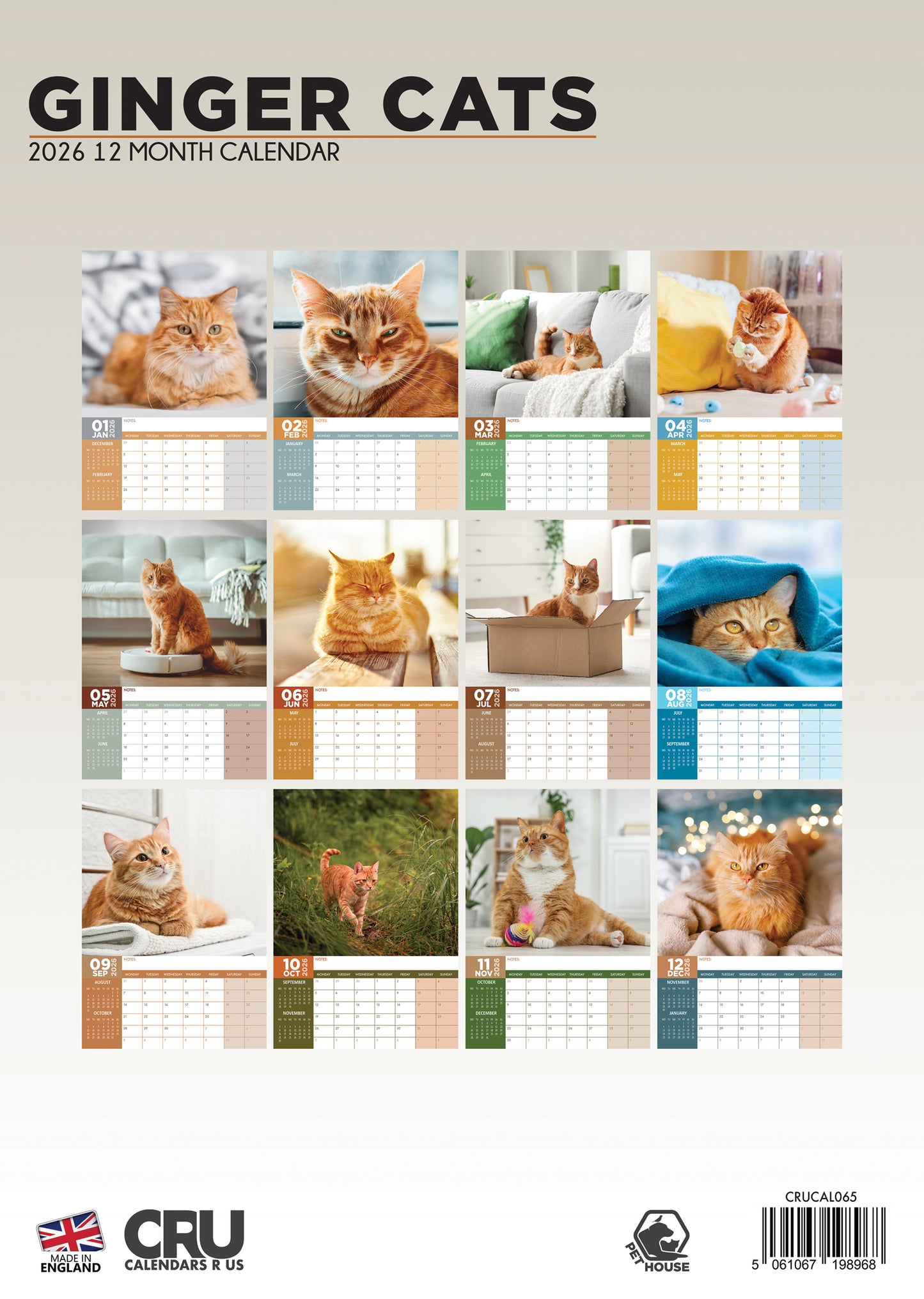 Ginger Cats - A3 Calendar 2026