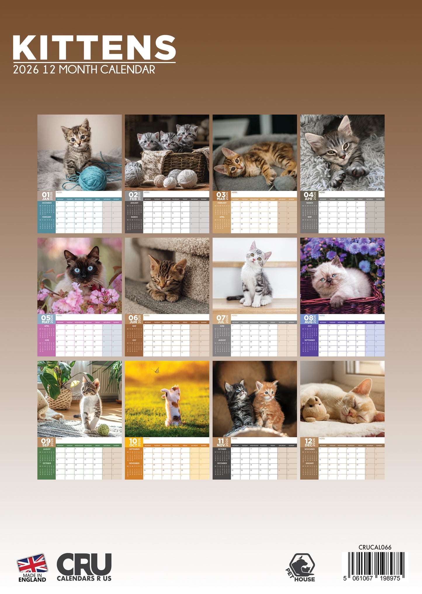 Kittens - A3 Calendar 2026