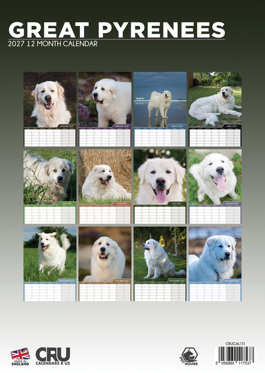 Great Pyrenees - A3 Calendar 2027