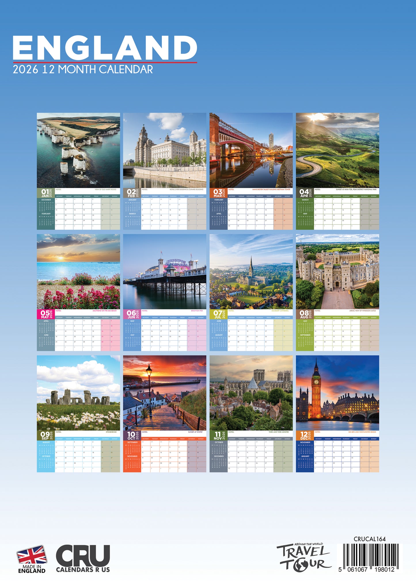 England - A3 Calendar 2026