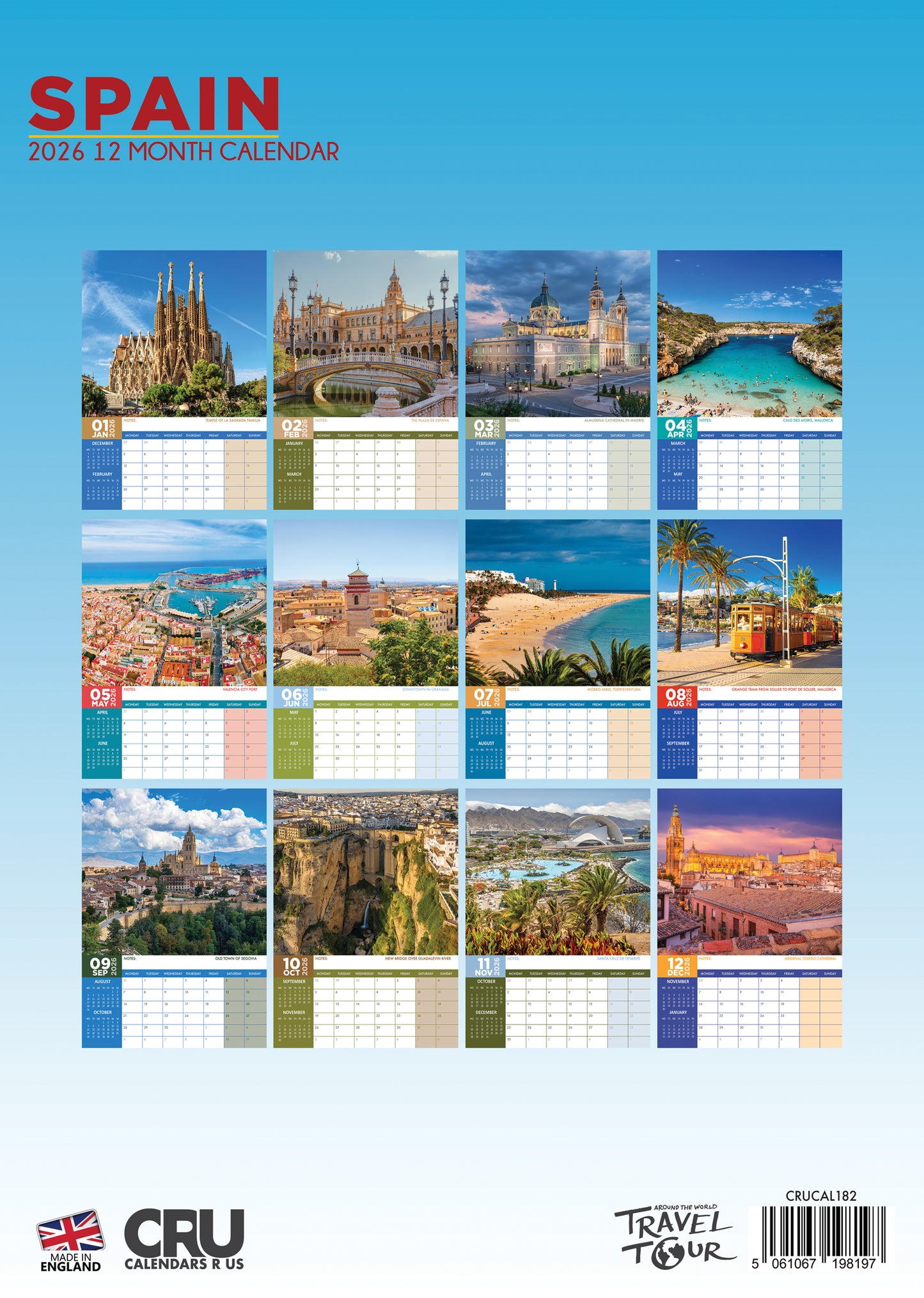 Spain - A3 Calendar 2026