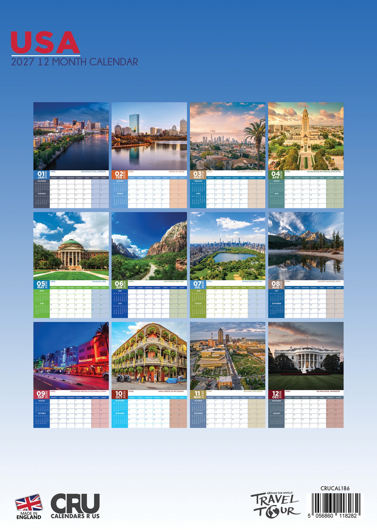USA - A3 Calendar 2027