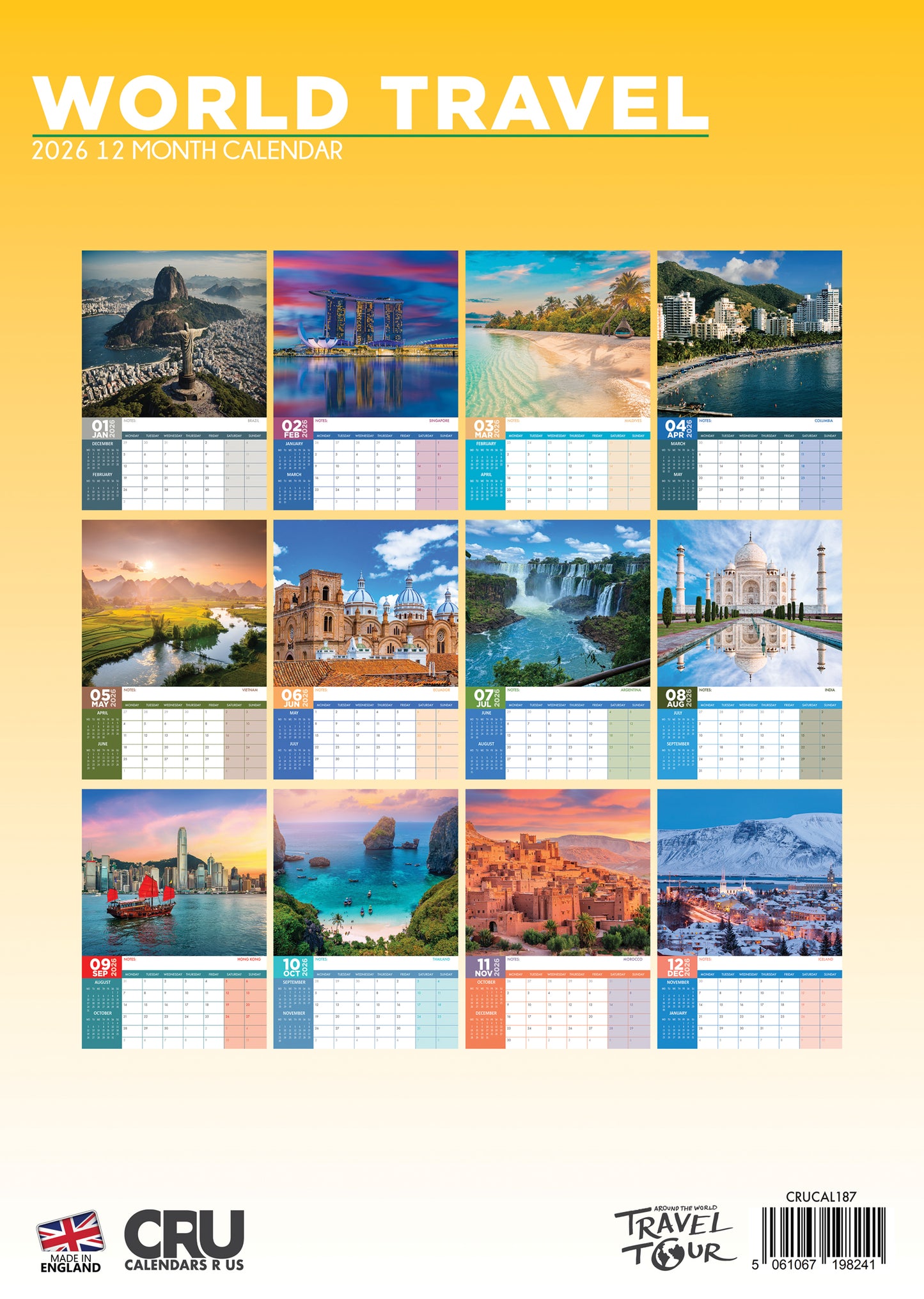 World Travel - A3 Calendar 2026