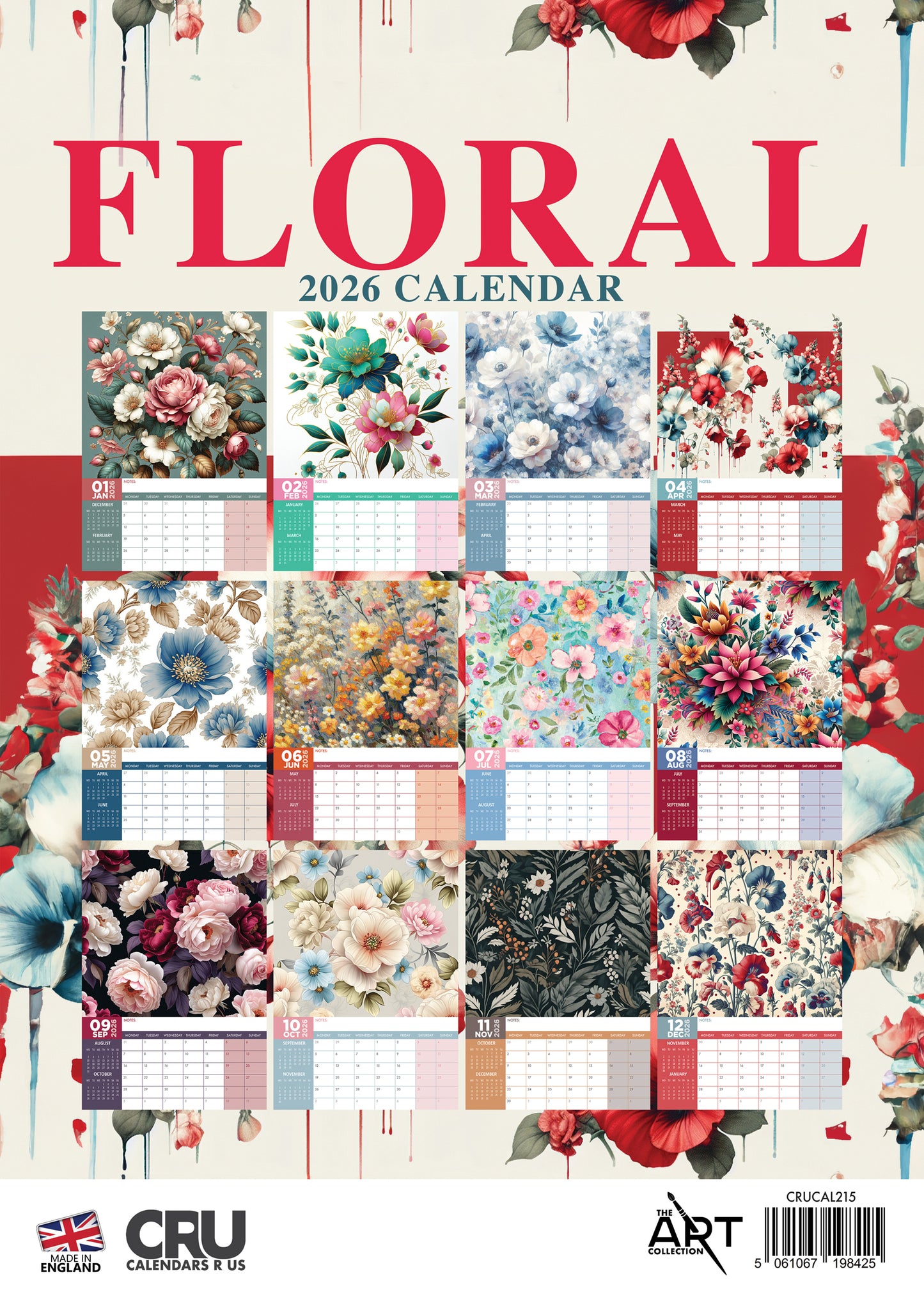 Floral Art - A3 Calendar 2026