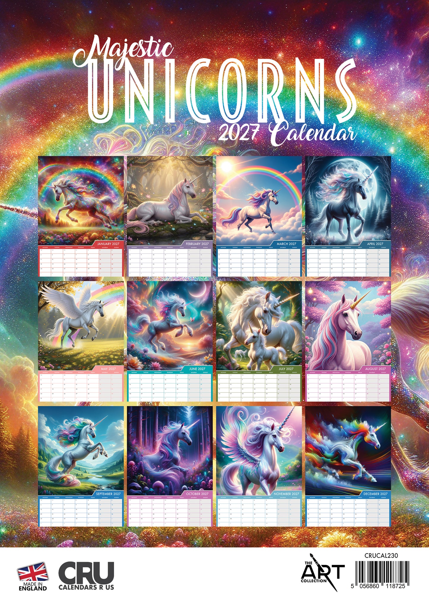 Majestic Unicorns - A3 Calendar 2027