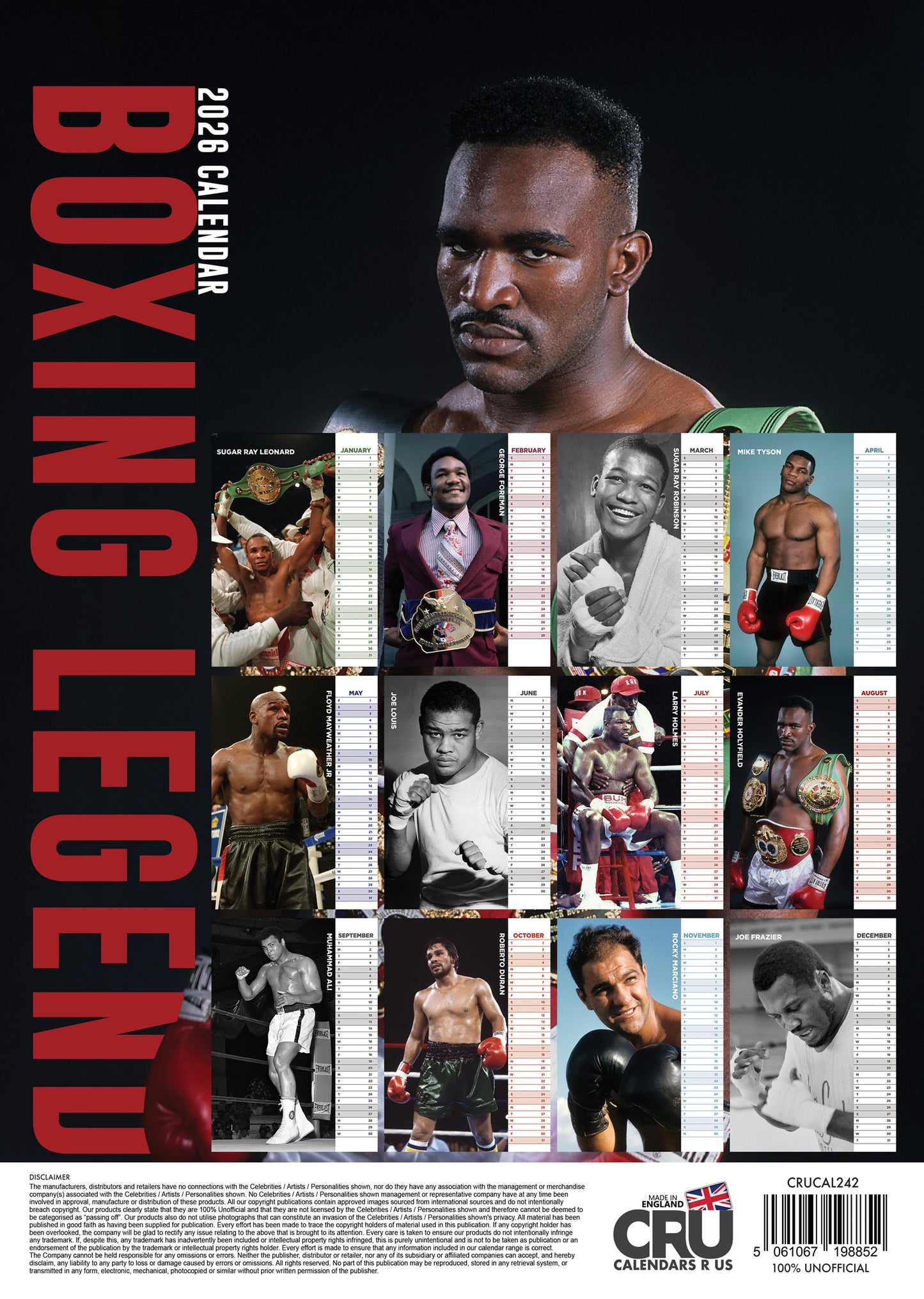 Boxing Legends - A3 Calendar 2026