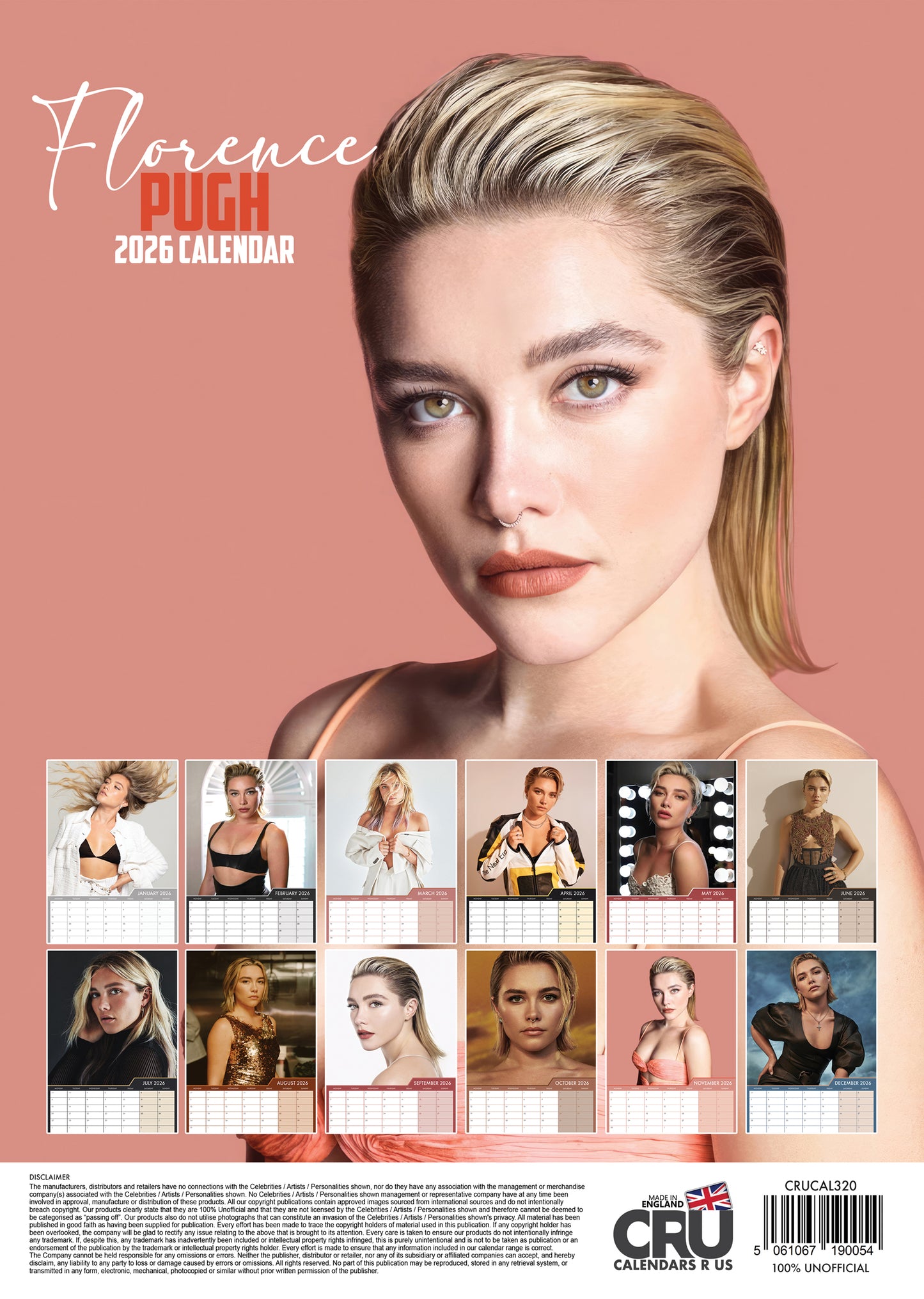 Florence Pugh - A3 Calendar 2026