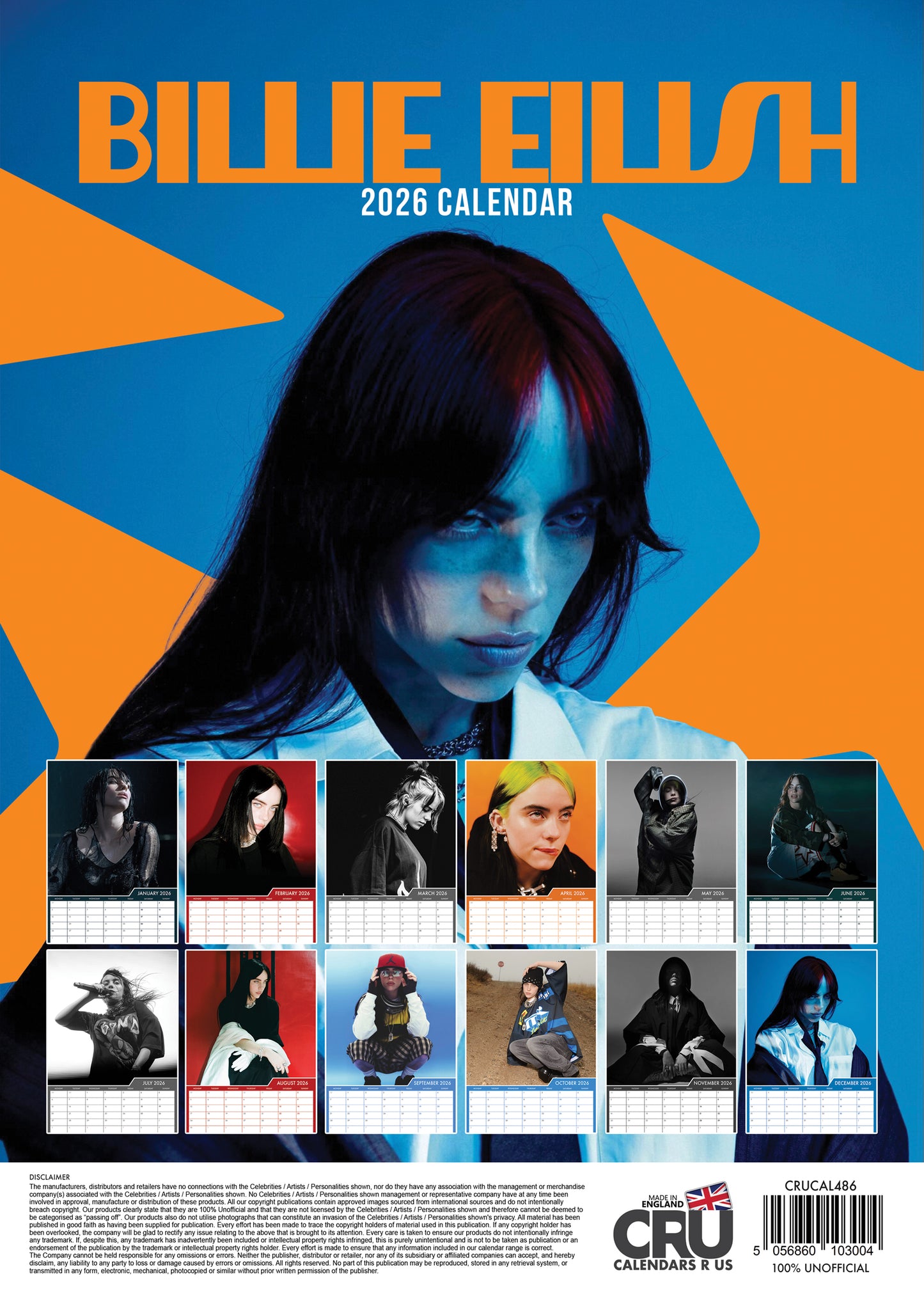 Billie Eilish - A3 Calendar 2026