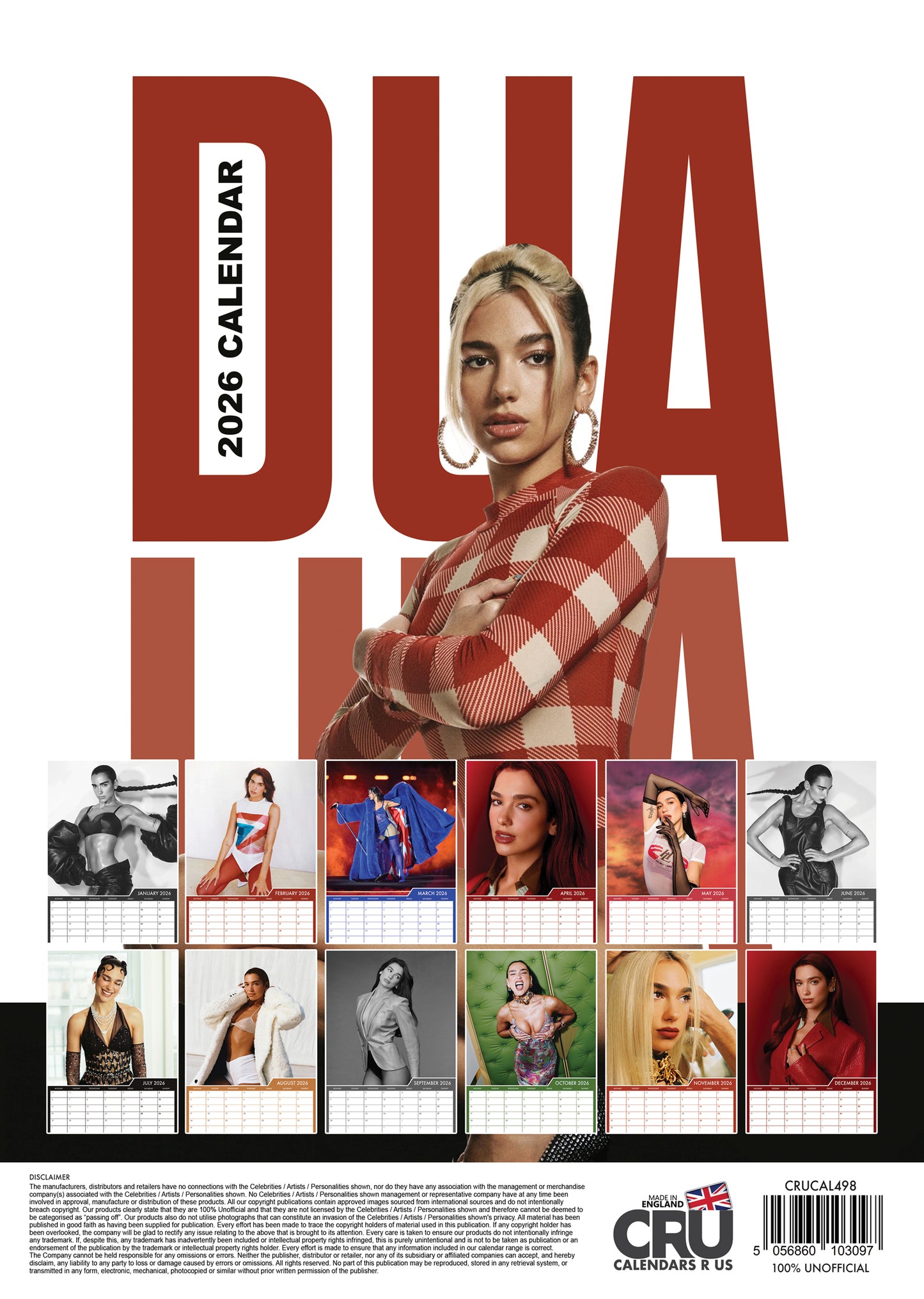 Dua Lipa - A3 Calendar 2026