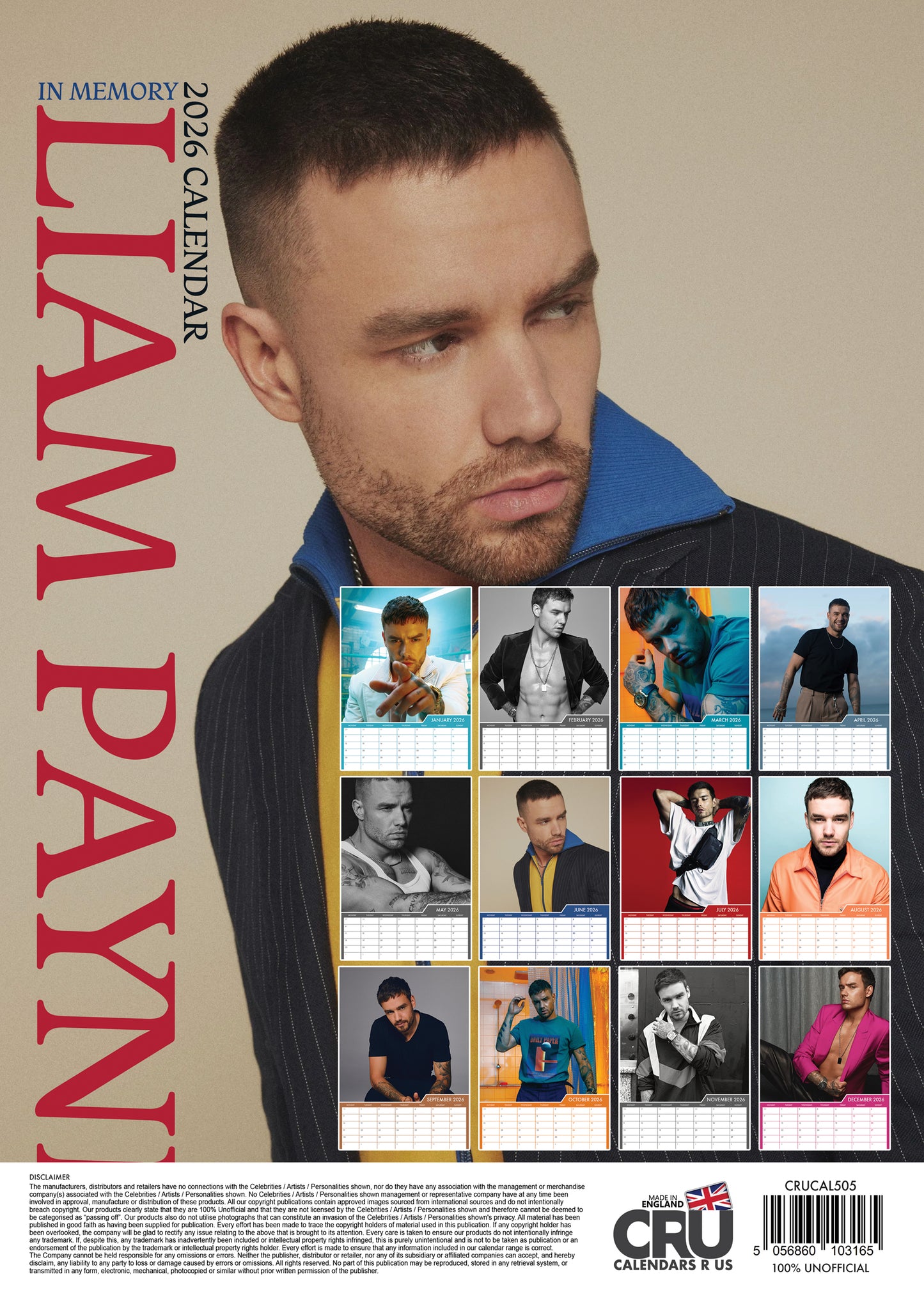 Liam Payne - A3 Calendar 2026