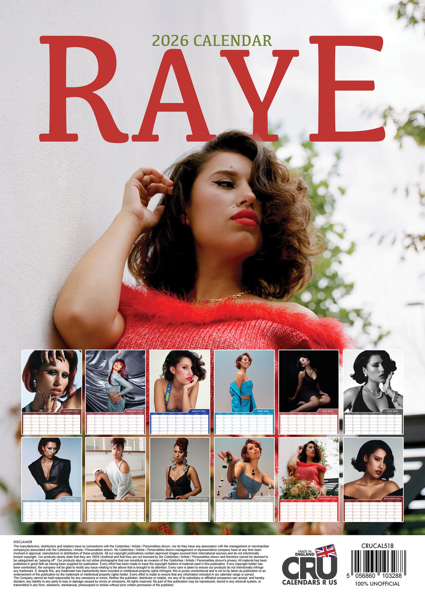Raye - A3 Calendar 2026