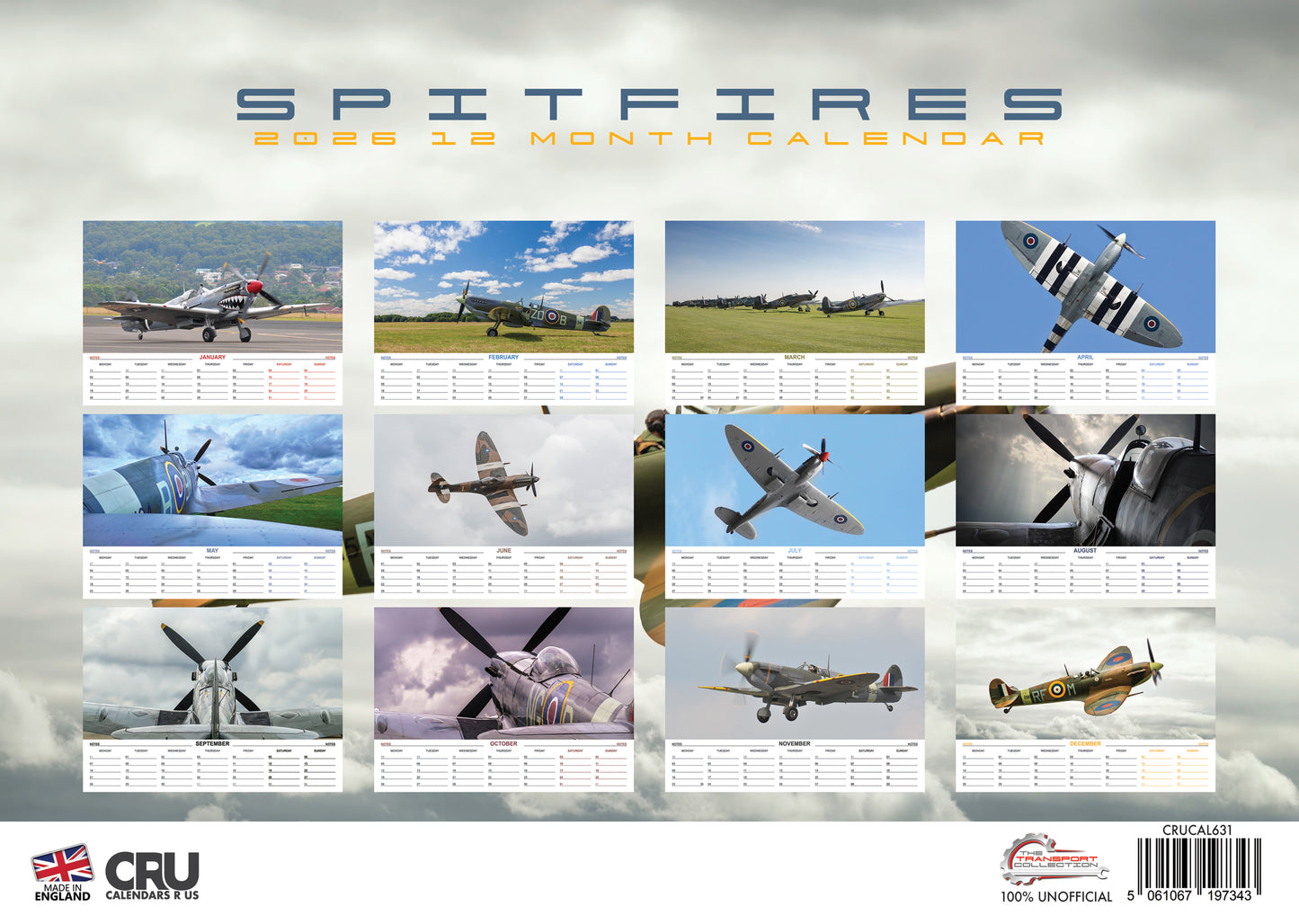 Spitfires - A3 Calendar 2026