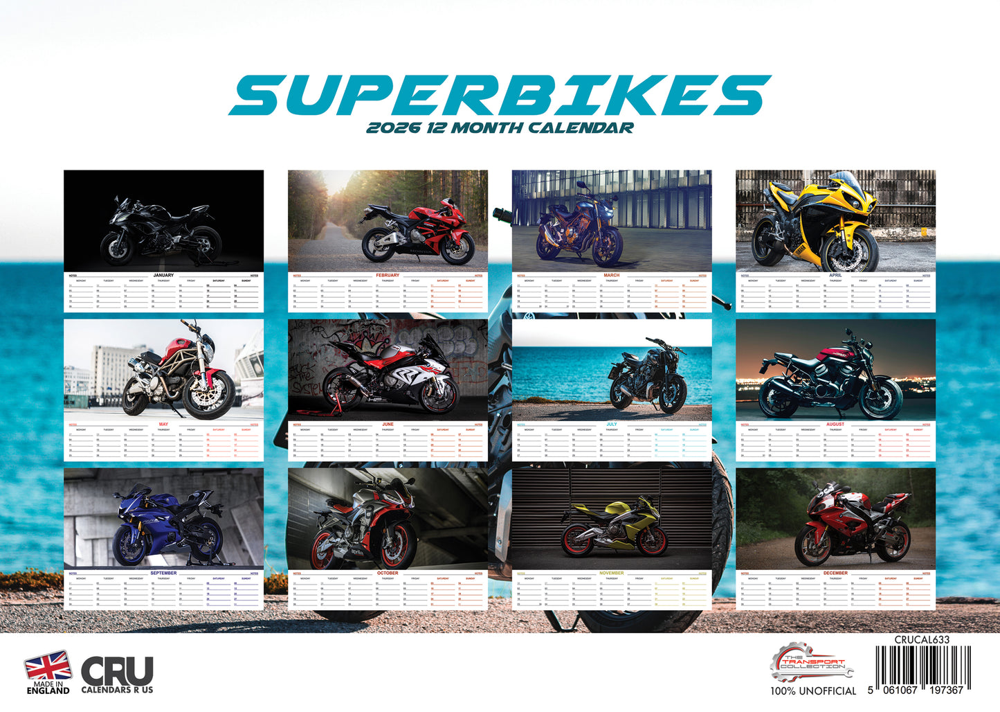 Superbikes - A3 Calendar 2026