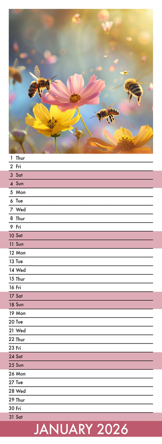 Bees - Slim Calendar 2026