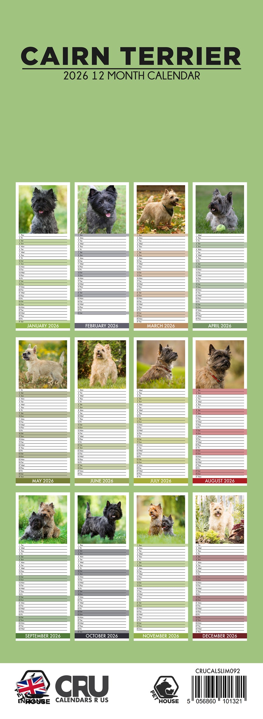 Cairn Terrier - Slim Calendar 2026