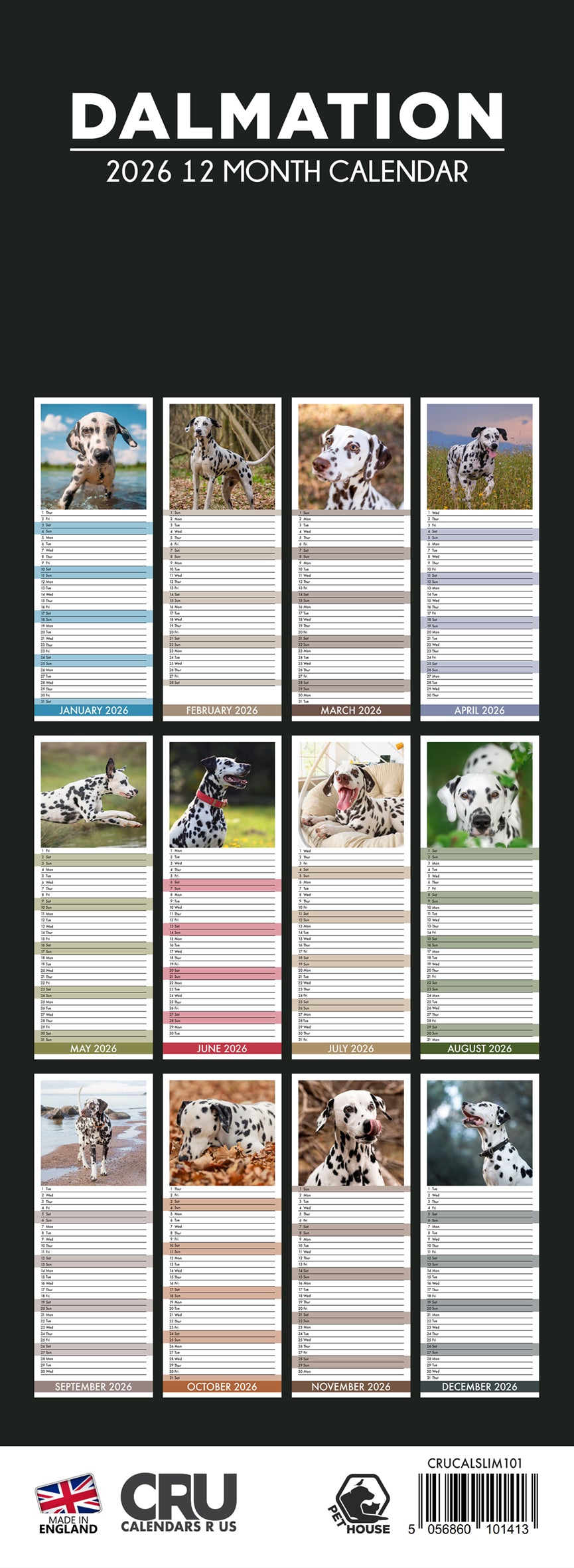 Dalmatian - Slim Calendar 2026
