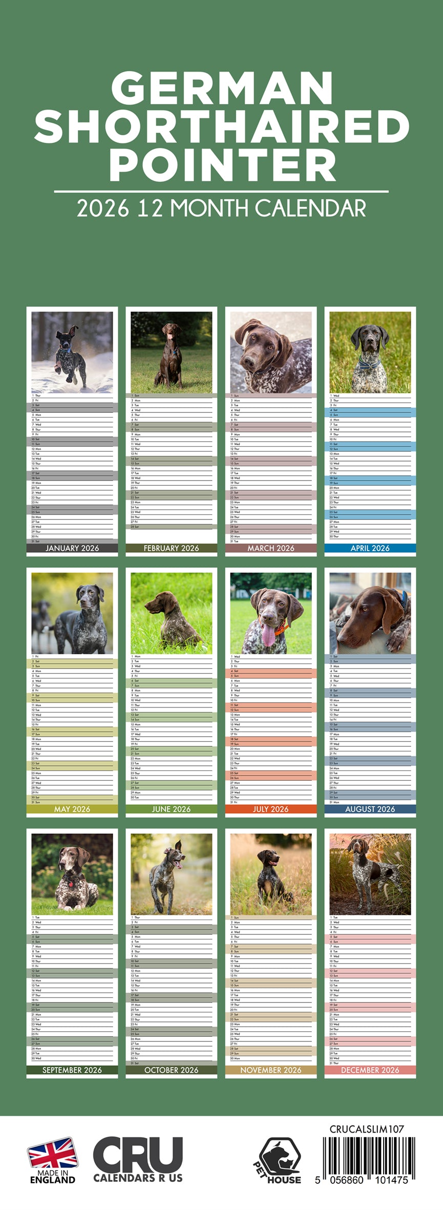 German Shorthaired Pointer - Slim Calendar 2026