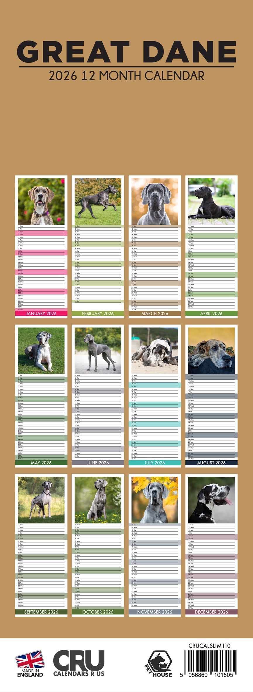 Great Dane - Slim Calendar 2026