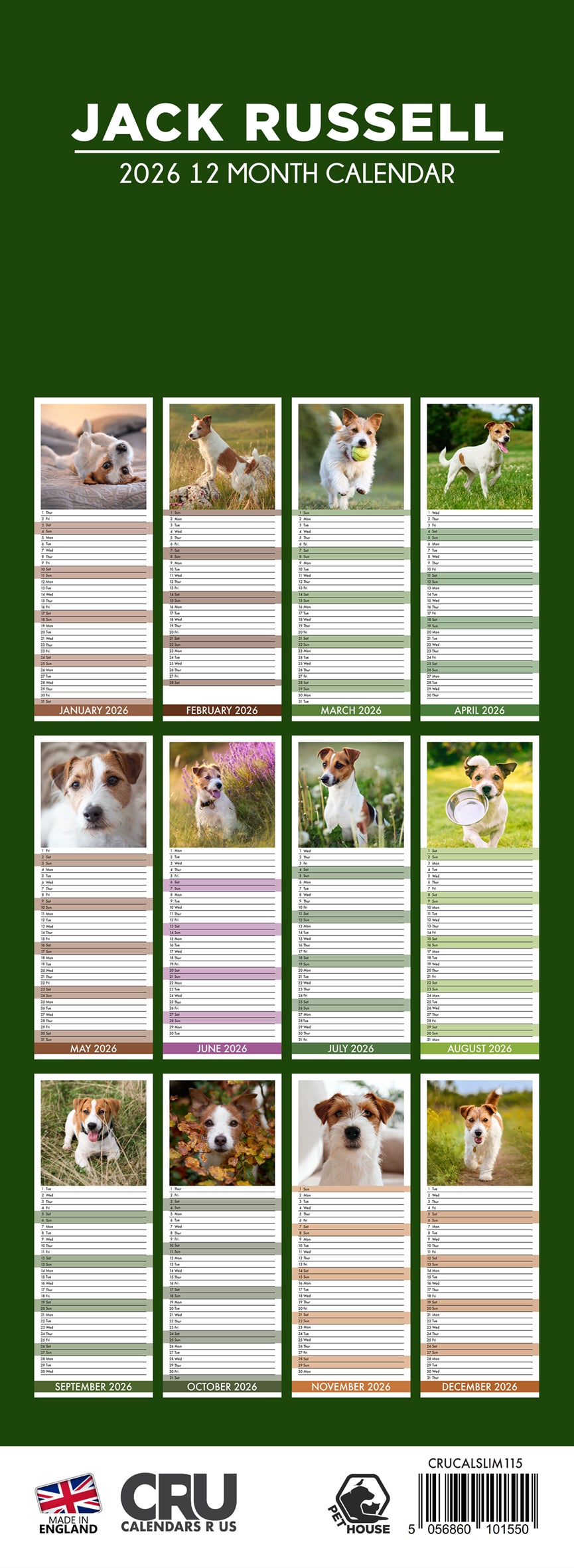 Jack Russell - Slim Calendar 2026