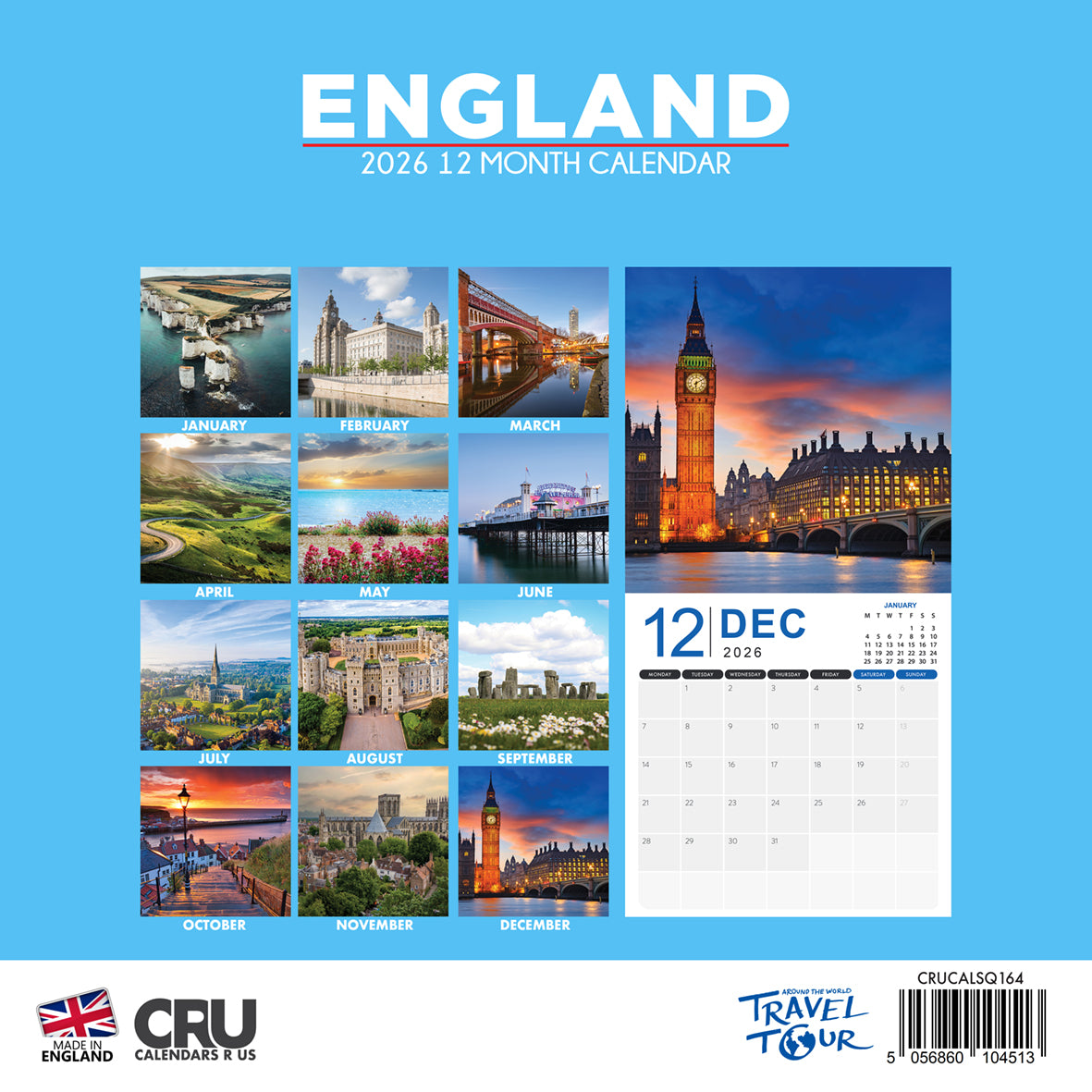 England - Square Calendar 2026