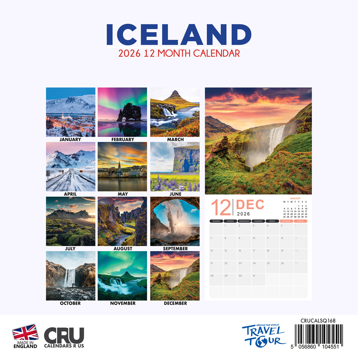 Iceland - Square Calendar 2026
