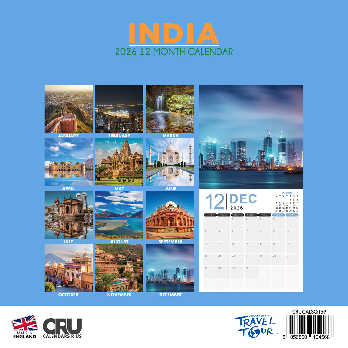 India - Square Calendar 2026