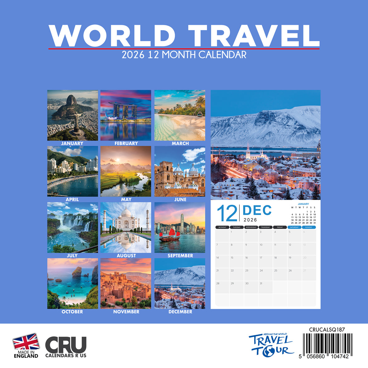 World Travel - Square Calendar 2026