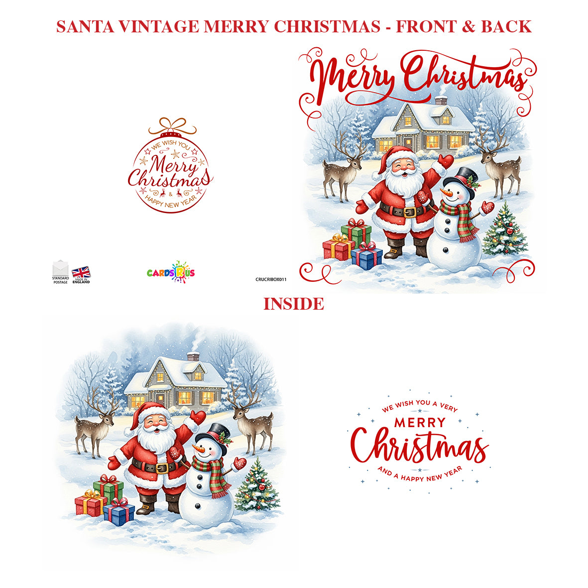 Christmas Cards Vintage Santa Multipack