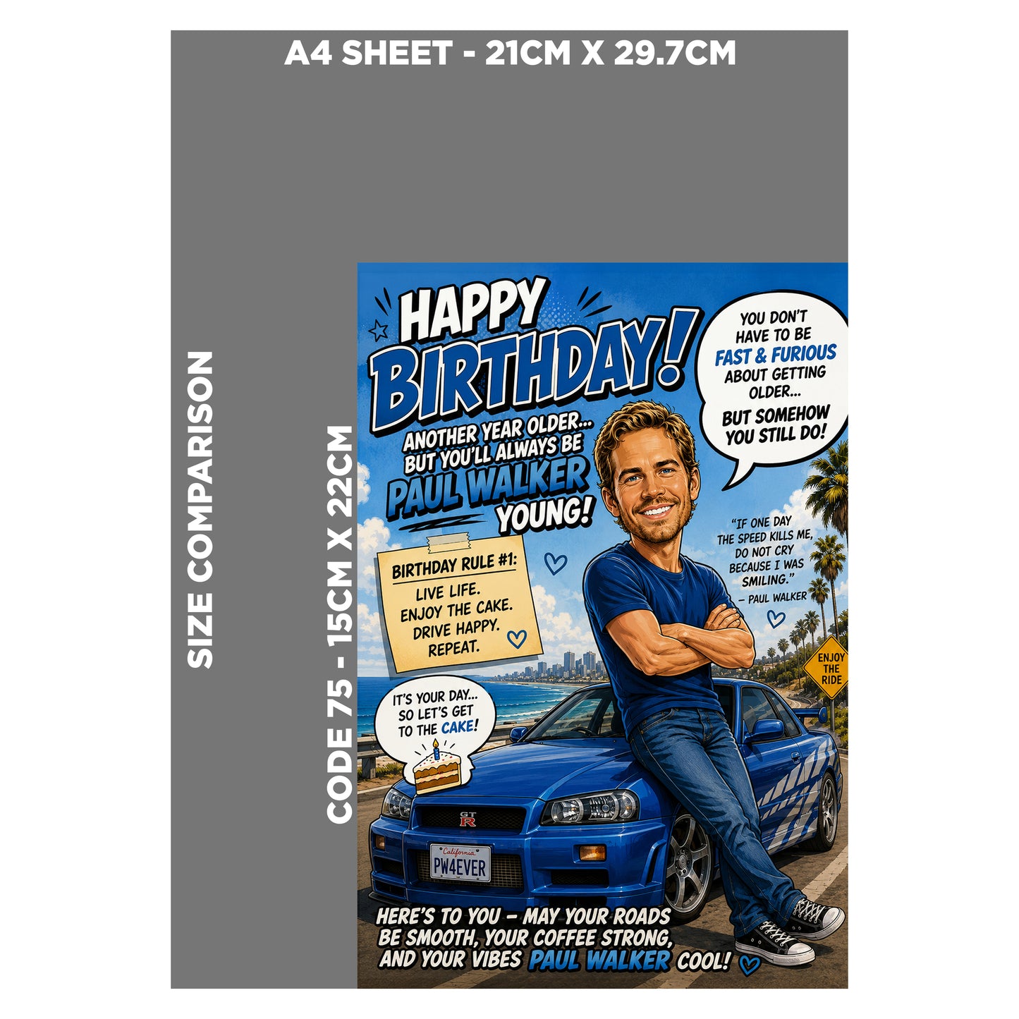 Paul Walker Novelty Birthday Card