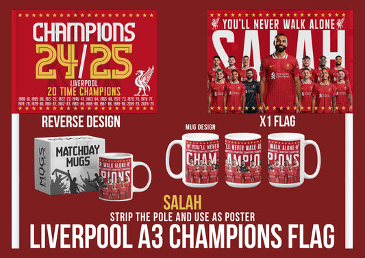 Liverpool Premier League Celebration 24/25 Flags - Salah