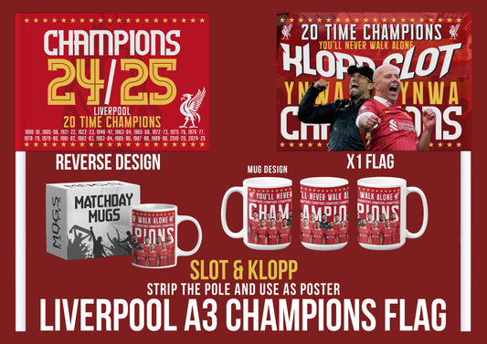 Liverpool Premier League Celebration 24/25 Flags - Klopp & Slot