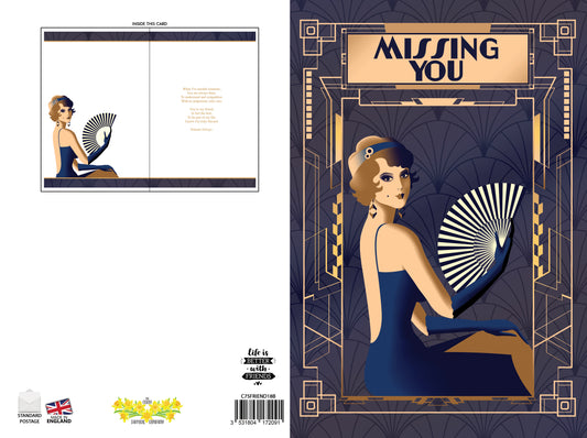 Woman In Blue Art Deco Missing You