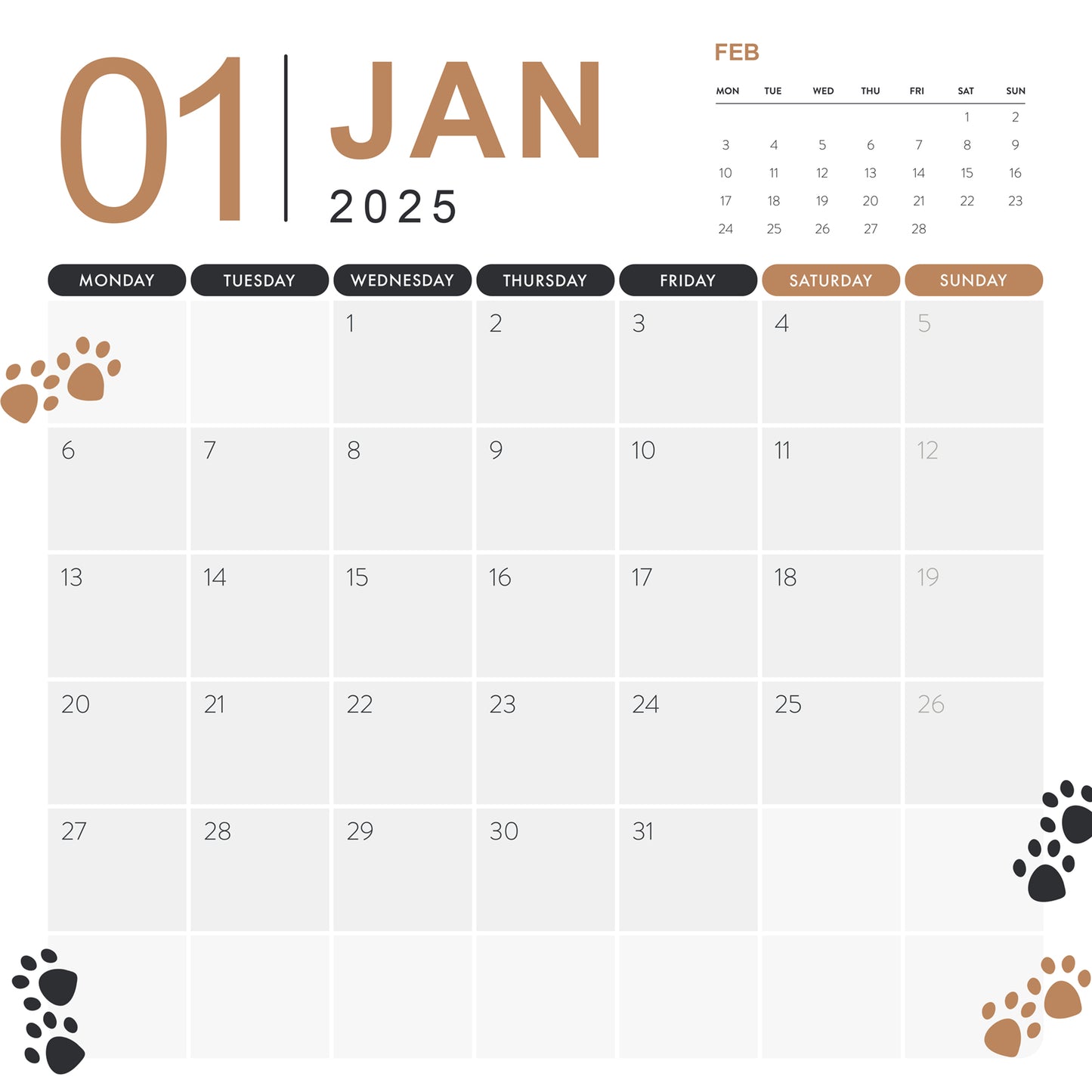 Beagle Calendar Square 2025