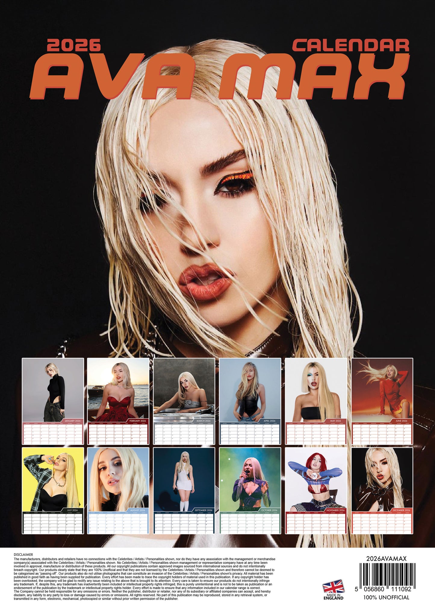 Ava Max - A3 Calendar 2026