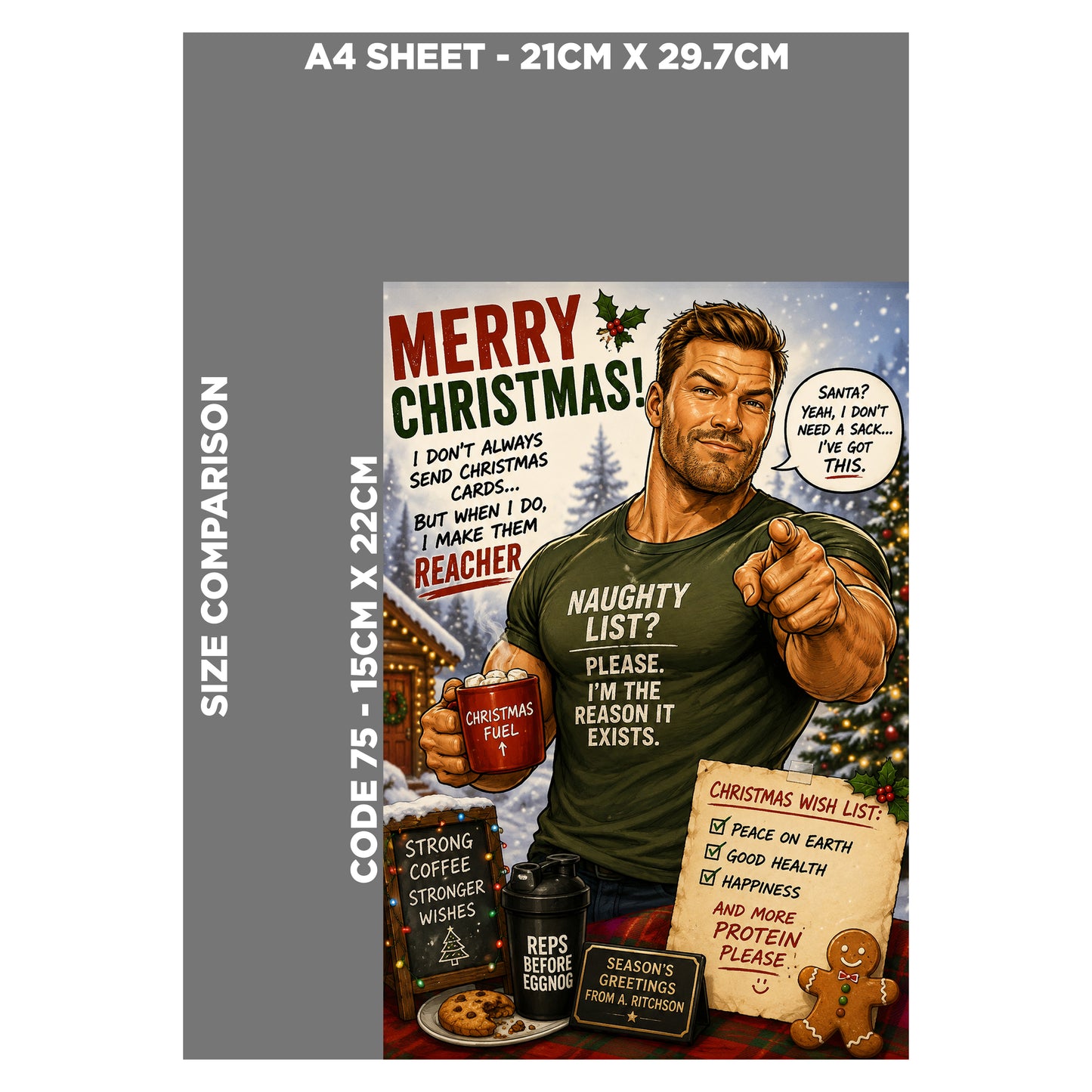 Alan Ritchson Novelty Christmas Card