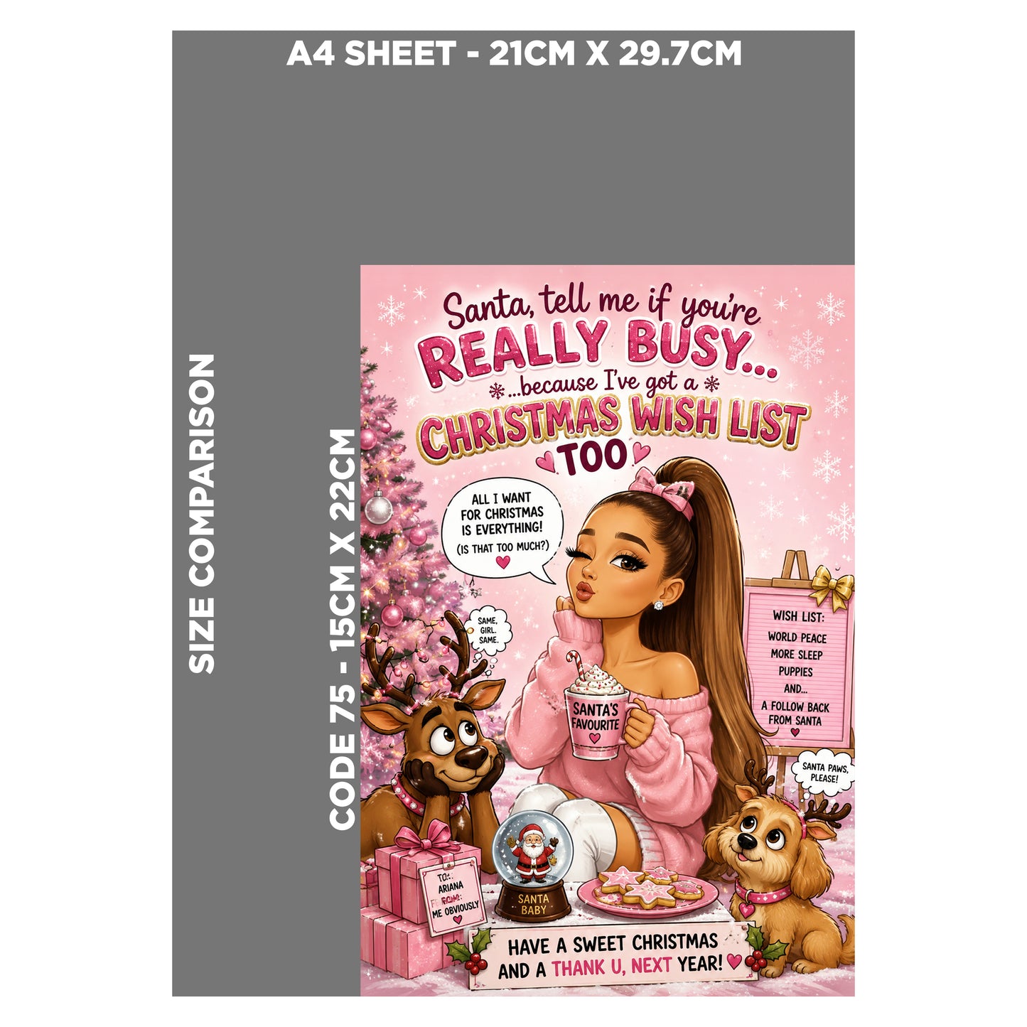 Ariana Grande Novelty Christmas Card