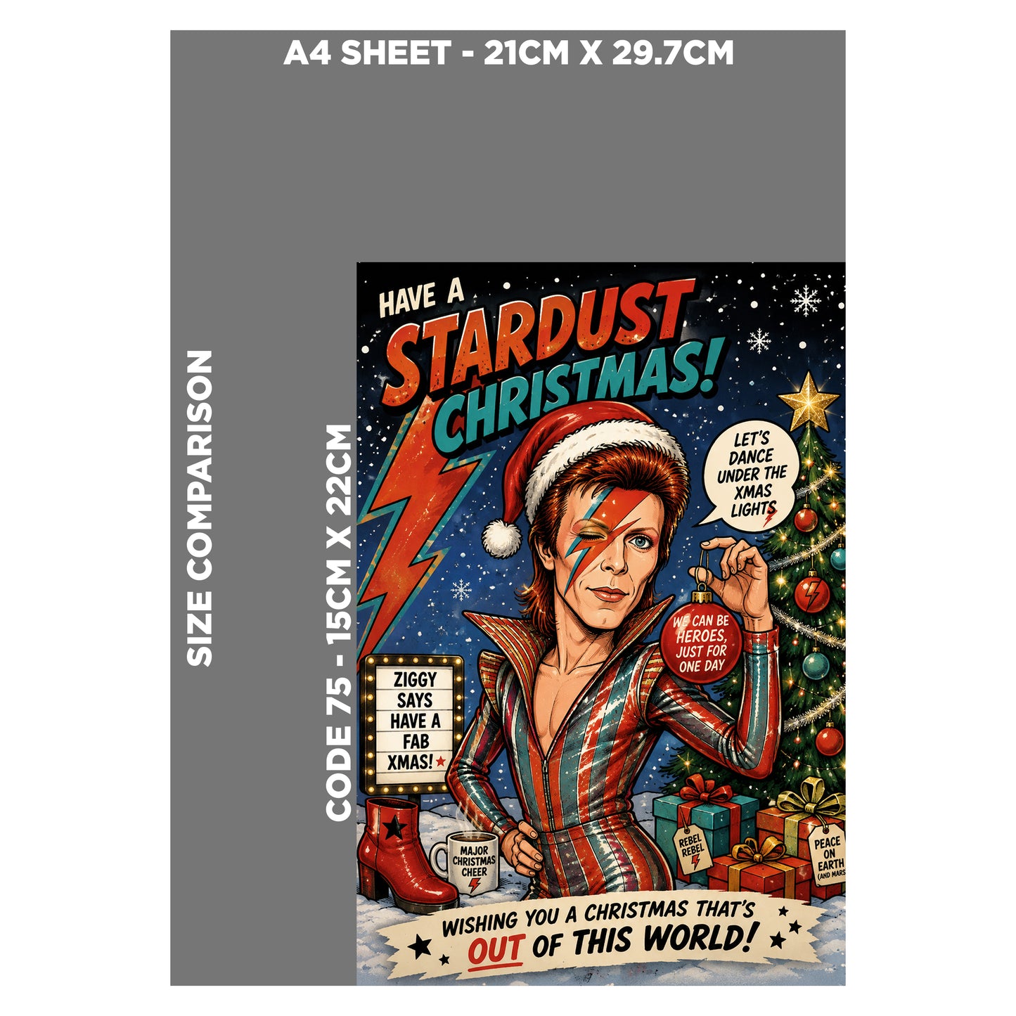 David Bowie Novelty Christmas Card