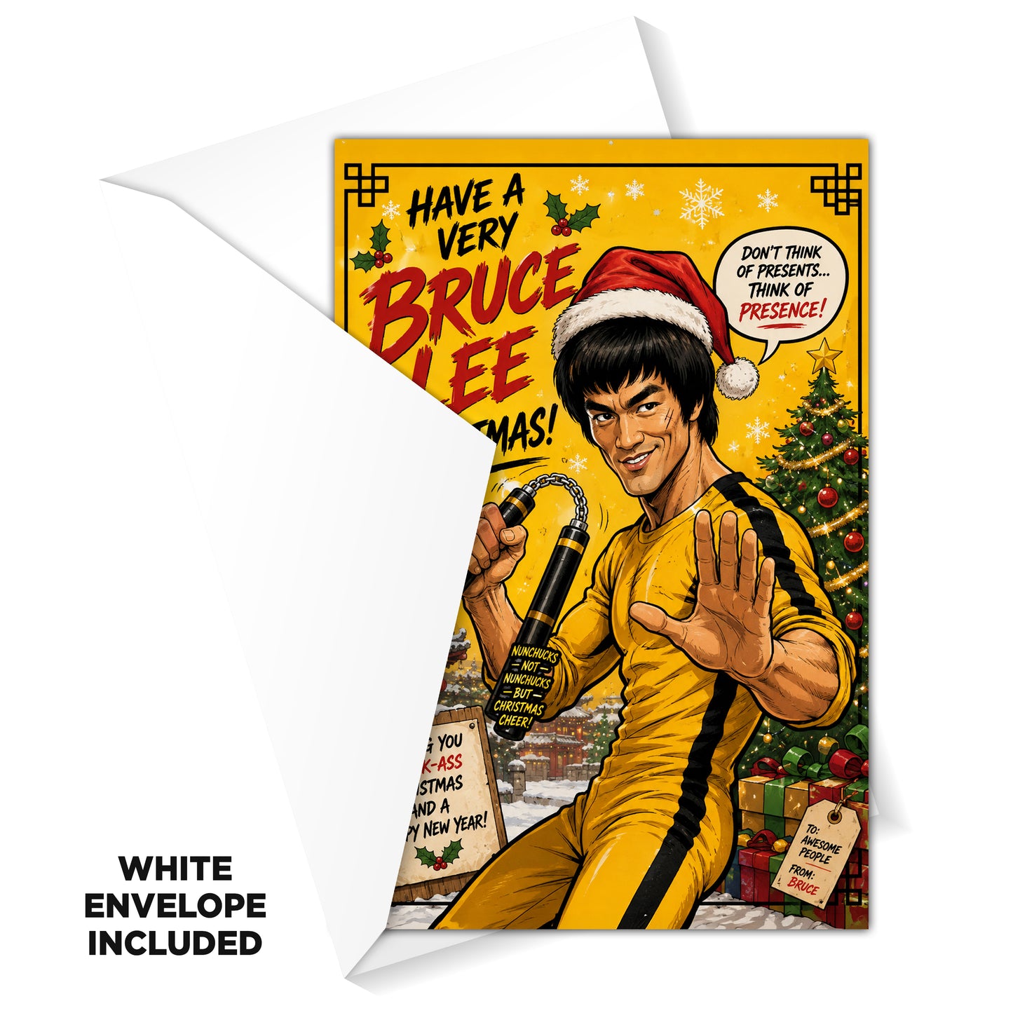Bruce lee Novelty Christmas Card
