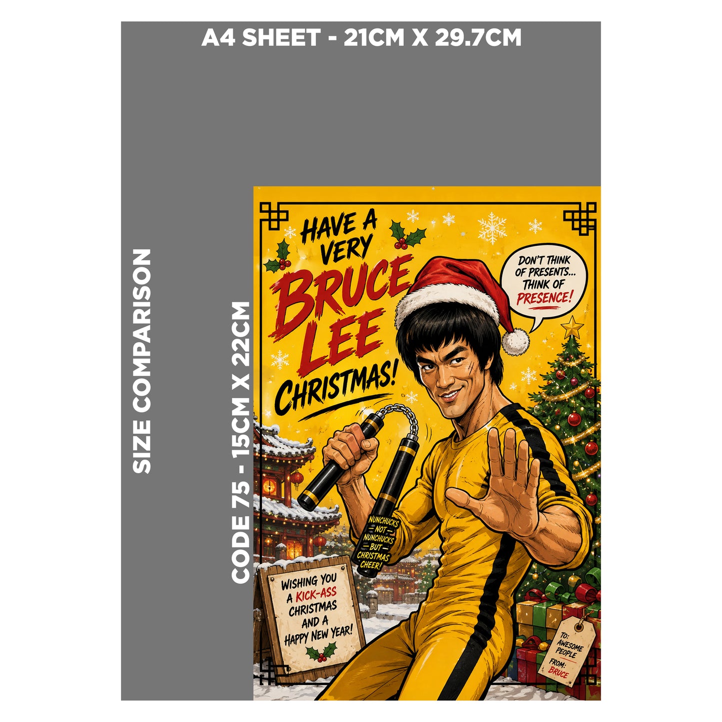 Bruce lee Novelty Christmas Card
