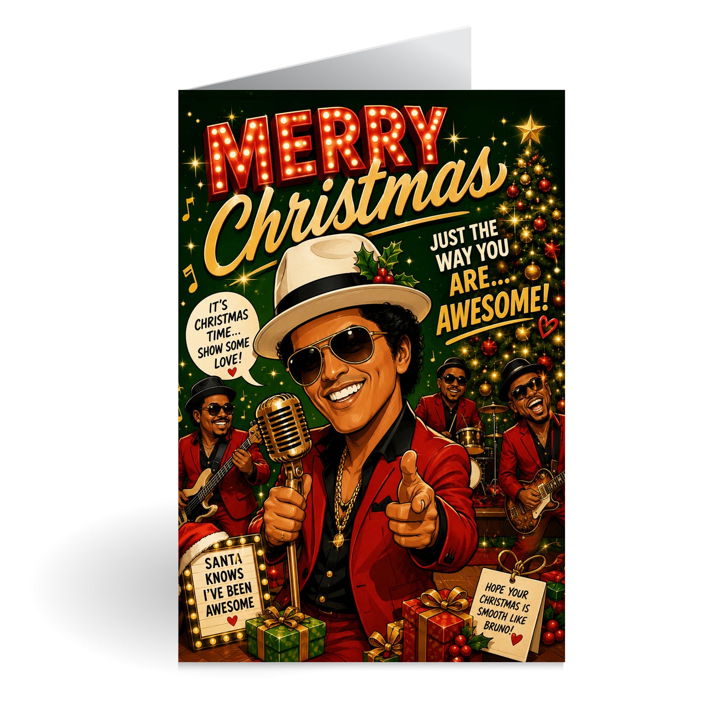 Bruno Mars Novelty Christmas Card