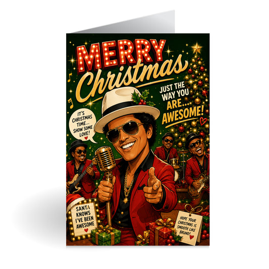 Bruno Mars Novelty Christmas Card