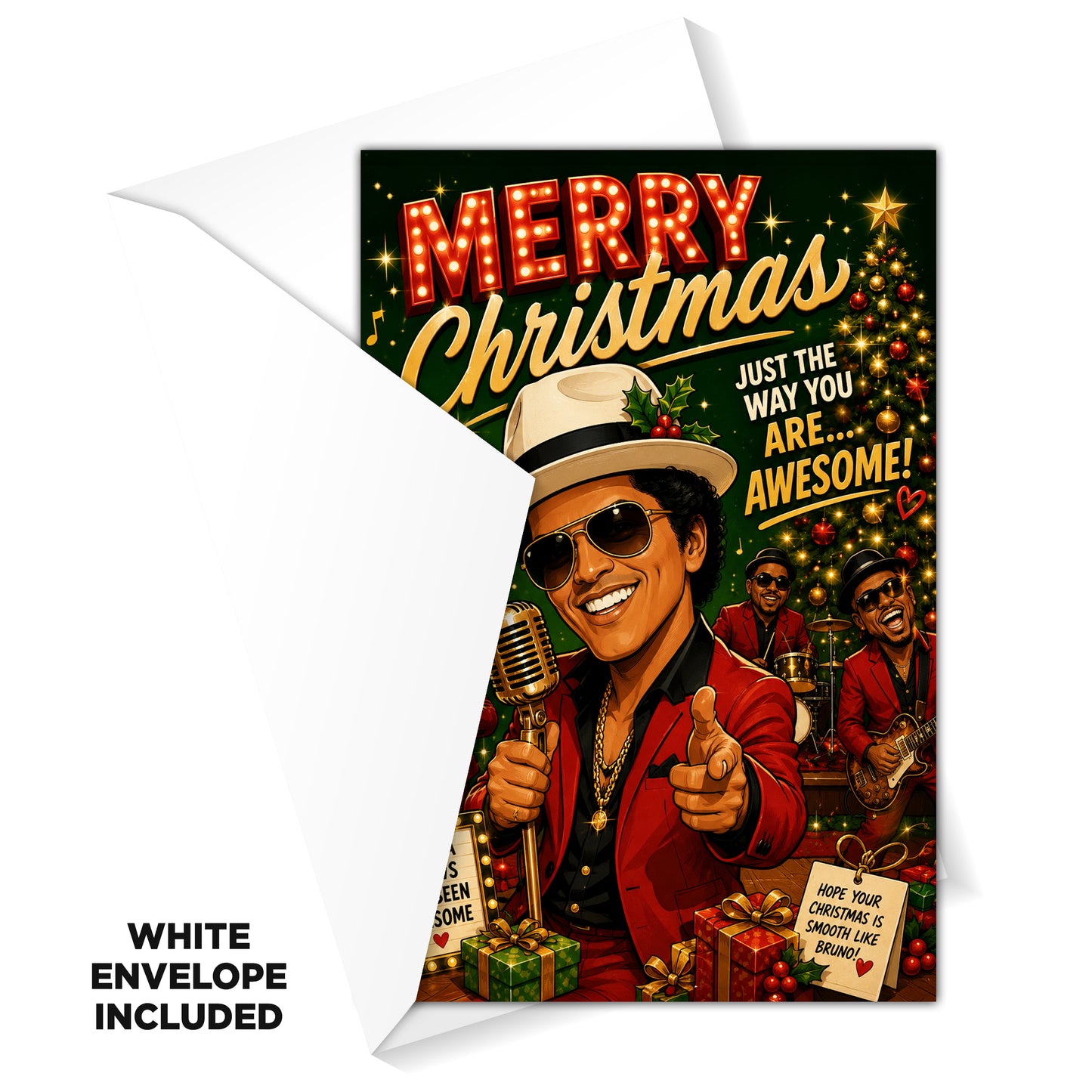Bruno Mars Novelty Christmas Card