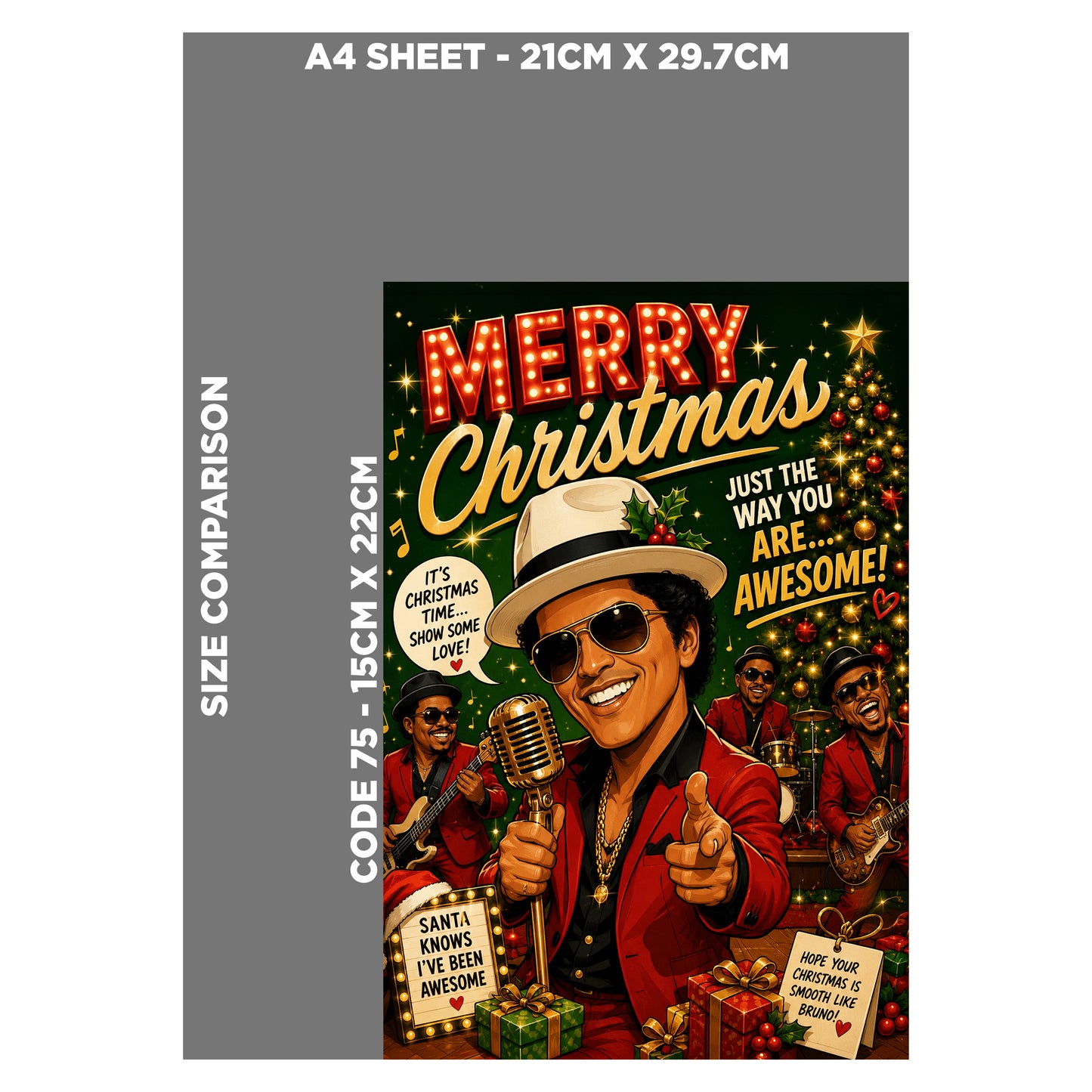 Bruno Mars Novelty Christmas Card