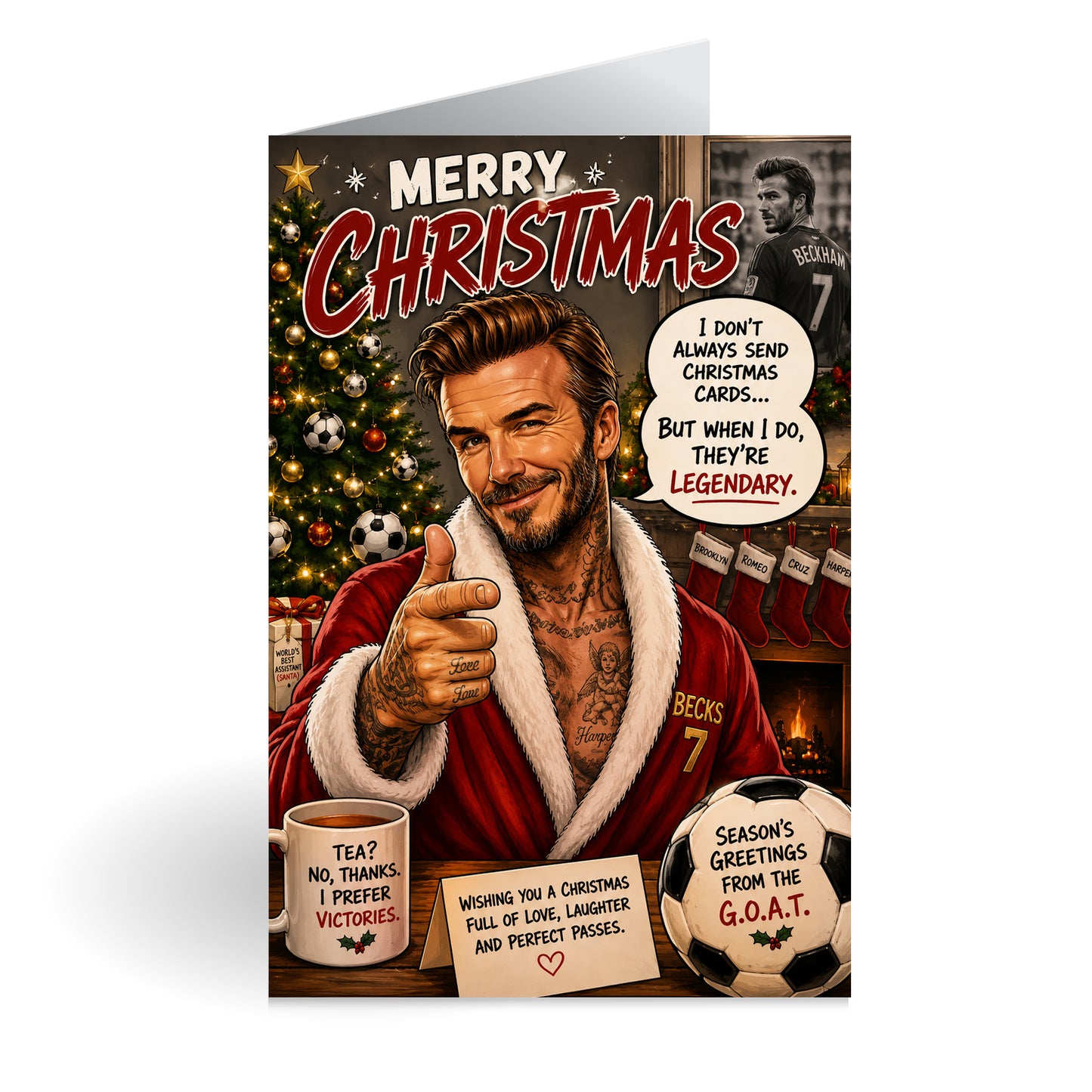 David Beckham Novelty Christmas Card